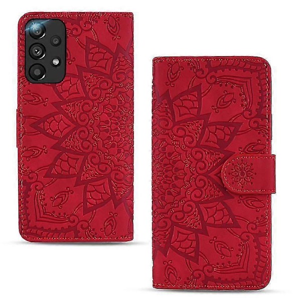 Wallet Case til Samsung Galaxy A33 5G Premium PU Læder Flip Cover Mandala Rød