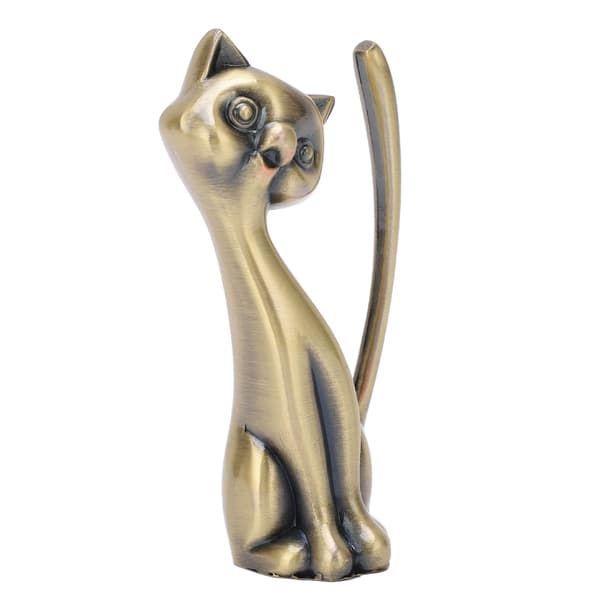 Katt Ringholder Kattestatuett Stil Sinklegering Solid Slitesterk Retro Stil Glansfull Ringorganisator for Ringer Smykker