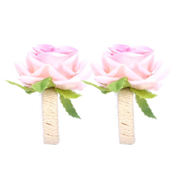 2 STK/Pose Simulationsblomst Servietringe Moderne Servietholder Borddekorationer til Bryllup Pink