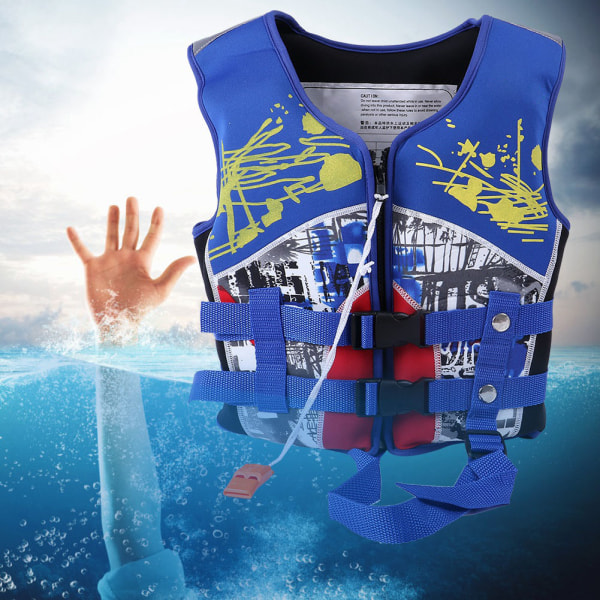 Manner Kids Simjackor Barn Simväst Neopren Swim Learner Badkläder (Blå L)