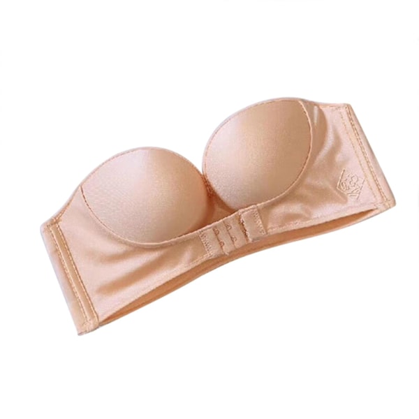 Seamless bh med spänne framtill, baklös push-up, hudfärg, storlek 38 85AB
