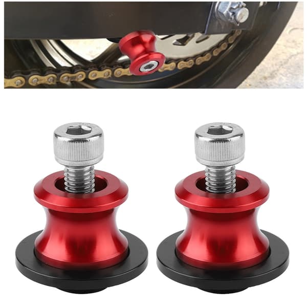 2st 6mm Motorcykel CNC Bakre Stöd Swing Arm Spool Sliders Stöd Swingarm Bobbins (Röd)