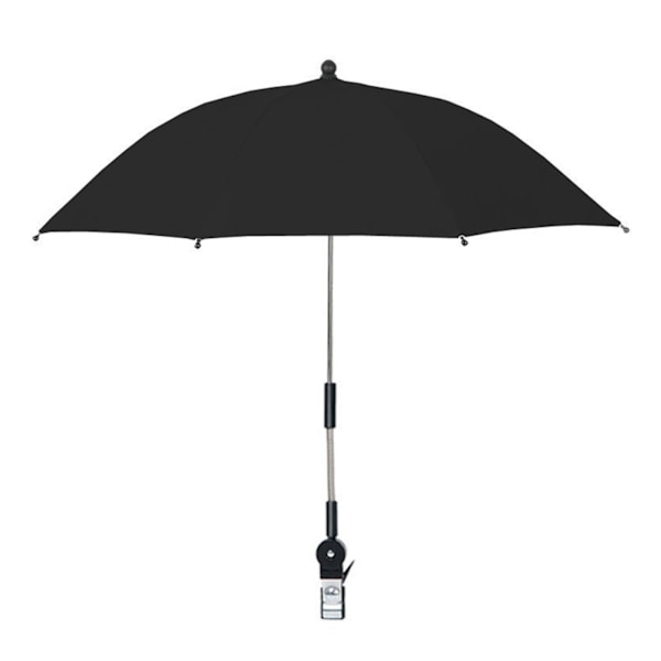 Bærbar stolparaply med klemme – justerbar høyde og universell passform (55 cm paraplyhøyde, 80 cm dekseldiameter) black