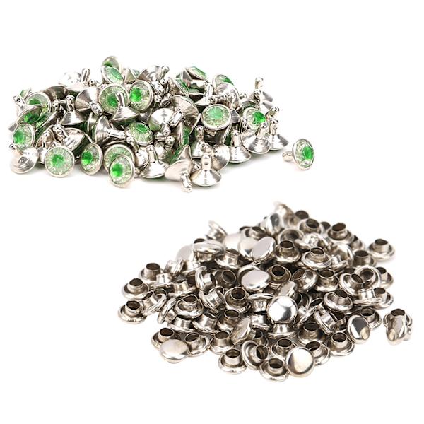 100 st kristallrhinestone rördiamantnit för bagage / skor / hattar / klädtillbehör 9 mm grönt hjärta vit diamant