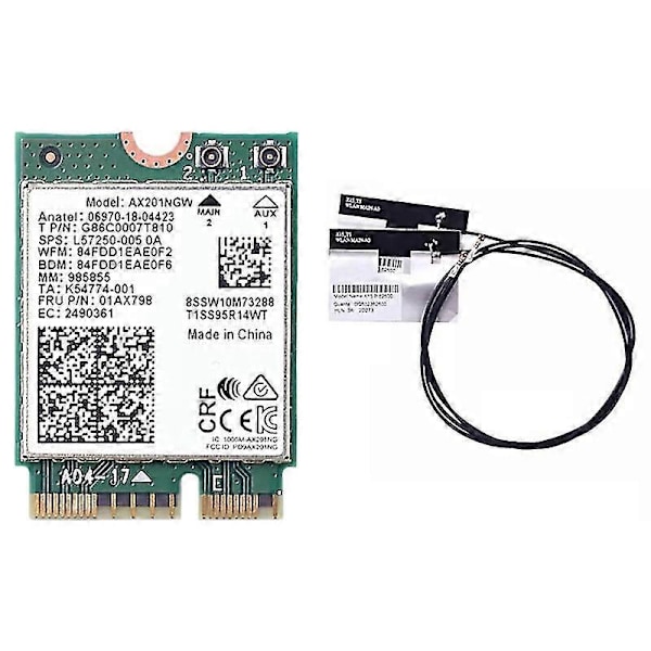 Wifi Kort Ax201 med Antenne Wifi 6 3000Mbps M.2 Cnvio2 Bluetooth 5.1 Wifi Adapter kompatibel med Windows10