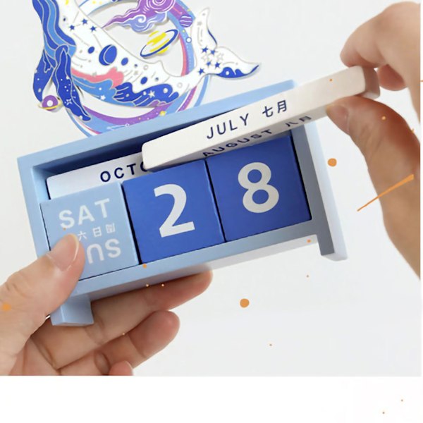 Skrivbordskalender Trä Heminredning Evighetsdatum Manuell Återanvändbar Block Present Gåva Val