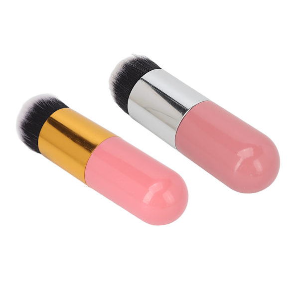 2 stk flydende foundation børste tæt fluffy hår makeup børste til blush presset pulver Pink Guld Pink Sølv