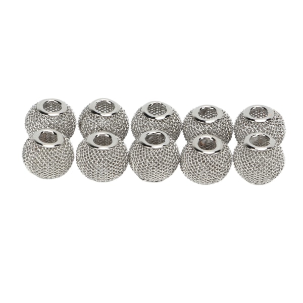 10 st Spacer Beads Runda Mesh Hollow Guldpläterade Ball Spacer Beads DIY Handgjorda pärlor för smyckenstillverkning Vit