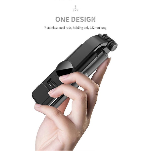 Bluetooth Selfie Stick, Selfie Stick Tripod Bluetooth Selfie Stick Udtrækkelig Aluminium Monopod med Aftagelig Fjernbetjening & Stabil Holder & 360 Ro