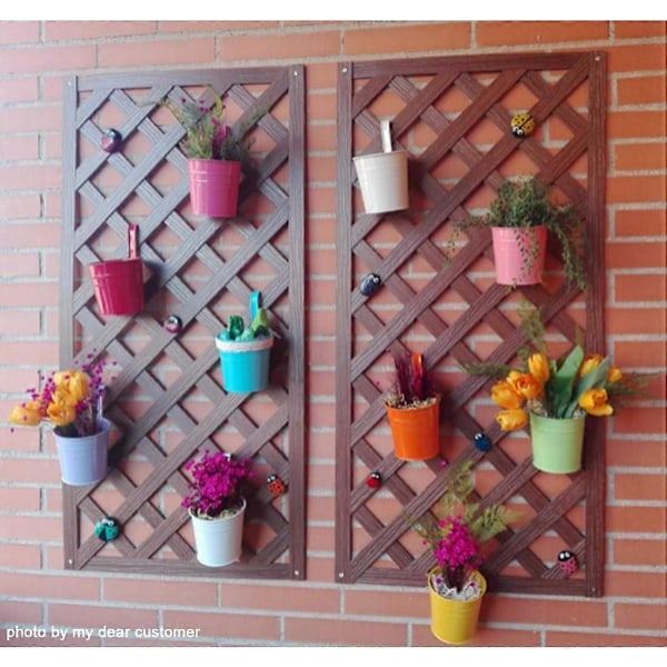 Metall Blomsterpotte Vase Bøtte Hengende Hageplanter med Dreneringshull, Balkong Hjemmeinnredning, Avtakbar Krok (10 stk med Assorterte 10 Farger)