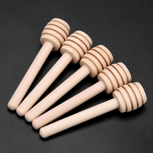 24 st trä honungsdropppinne server sylt sirap droppstirrör köksredskap (8 cm)