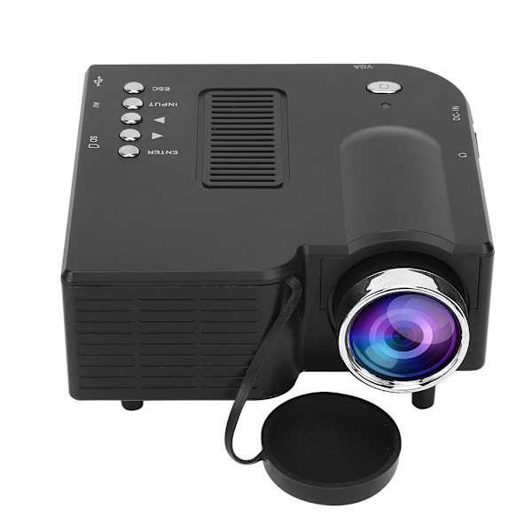 Mini LED-projektor YG260 Svart Innebygd høyttaler med multifunksjonsgrensesnitt til datamaskin Telefon 110-240VUS