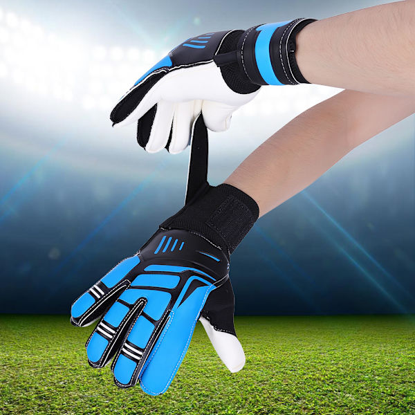 Et par specielle fortykkede latex blå voksne skridsikre fodboldmålmandshandsker til træning (blå #9)