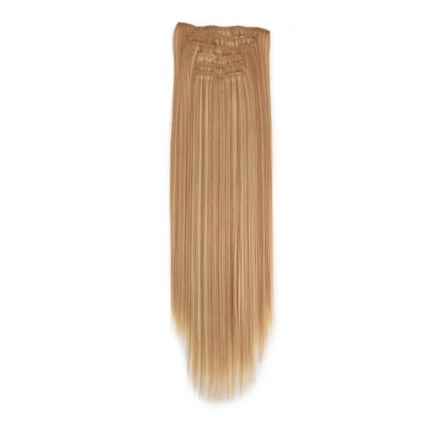 6 STK Clip in Hair Extensions Lang rett parykk for daglig bruk Matt høytemperatur silke 16.27H613#