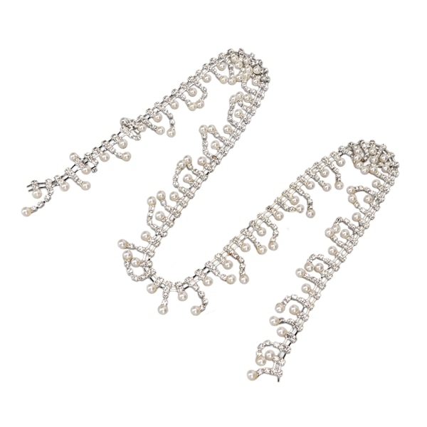 1 Yard Pearl Tofs Rhinestone Trim Utsökt fashionabla Pearl Rhinestone fransar för smycken Kläder Silver