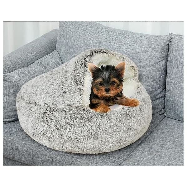 Hunde- og kattekurv, 80 cm, lysegrå, varm og behagelig, blød rund kattekurv