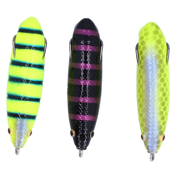 3 stk kunstig fiske agn naturtro 3D mykt silikon lokke fiske svømming agn med krok