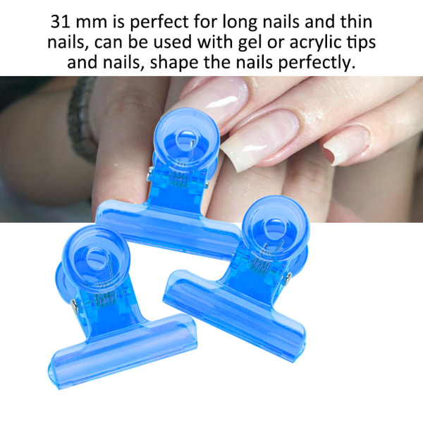 5st C Curve Nagelförlängningsklämmor Multifunktionella Plast Nail Art Tillbehör Blå