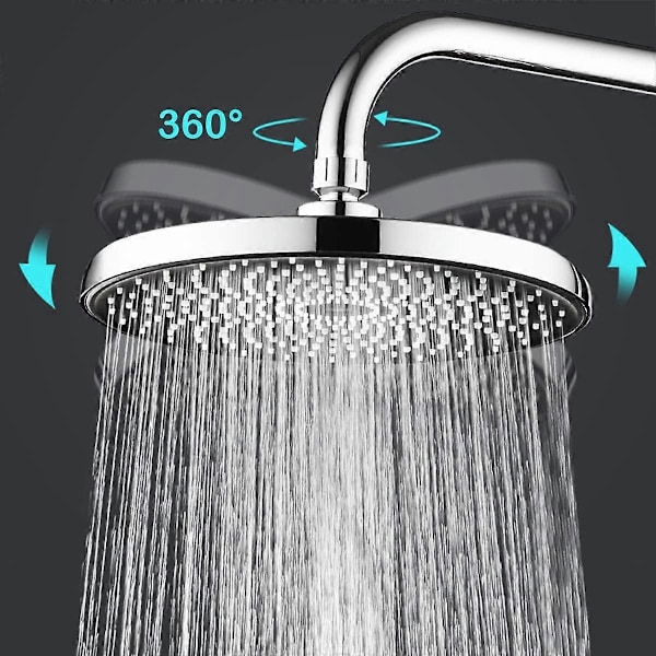 Dusjhode, Krom Dusjhode Regndusj Ø220mm Integrert Booster og Vannsparende System 330 Silikon Vannutløpshull Justerbar 360° Med Ro