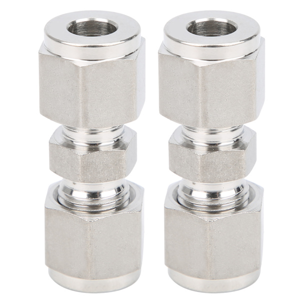2 stk. 316 rustfrit stål kompressionsfitting lige dobbeltferrule røradapter (Ф8)
