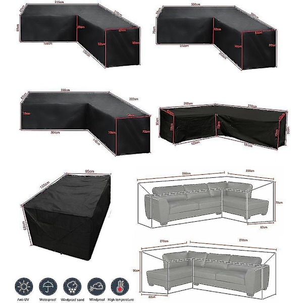 Vattentät utomhus sofföverdrag för hörnsoffa 200*270*82cm