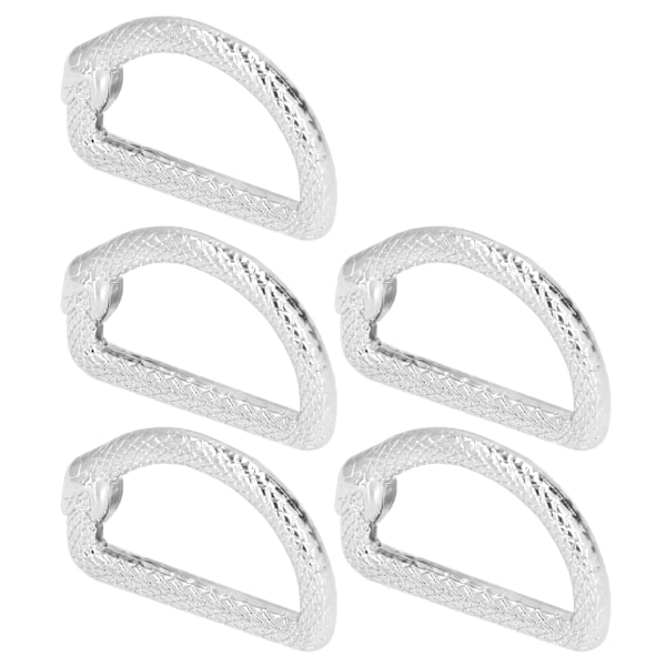 5 stk D-ringer i sinklegering - Robust og holdbar - Multifunksjonell - Bredt bruksområde - Metall D-ringer for veske, ryggsekk, belte - Sølv