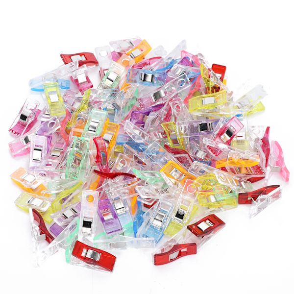 100 stk. sømklips farverige plastik patchwork sy-tilbehør med opbevaringsboks
