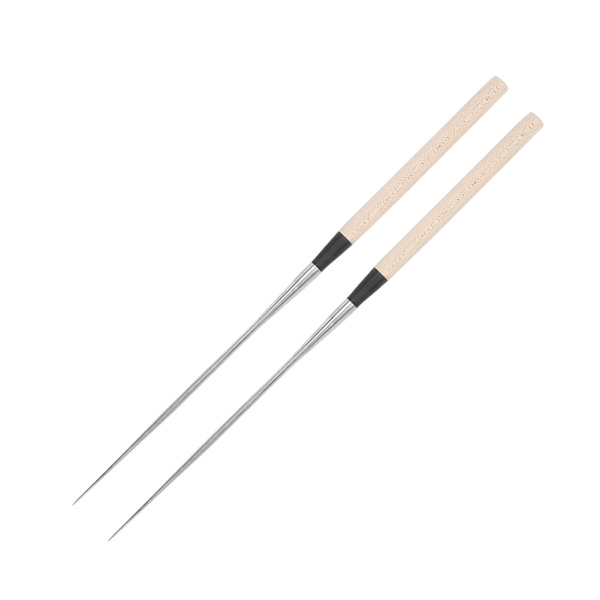 Rustfrie stål spisepinner japanske sushi spisepinner med trehåndtak kjøkkenutstyr S-størrelse