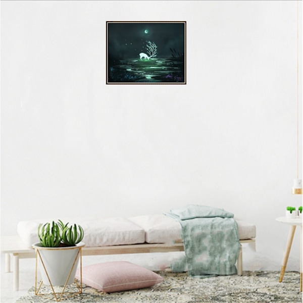 DIY-dyrserie Rhinestone-maleri Stue Soveværelse Dekoration Kunst Håndværk 8643 Hvid Hjort