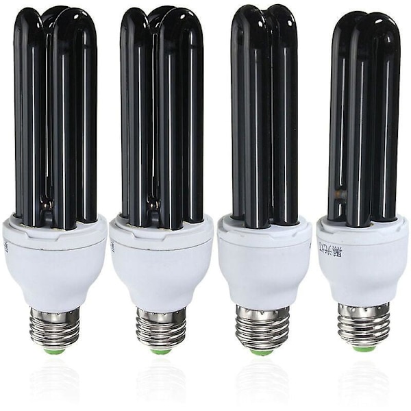 E27 220V lige rør sort lys UV-fælde lampe UV-hærdningslampe insektfælde glasmateriale 4 stk