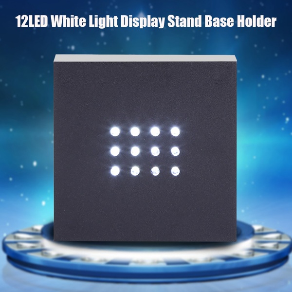 12LED White Light Display Stativ Bashållare för Kristall / Glas Art