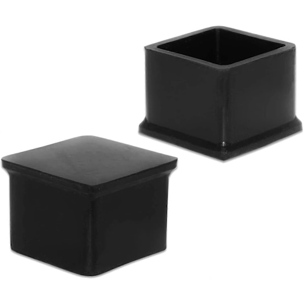 10 stk. tykke silikone benhætter til firkantede stoleben, sort gulvbeskyttelsesmåtte, 1-3/16 tommer x 1-3/16 tommer, 30 x 30 mm