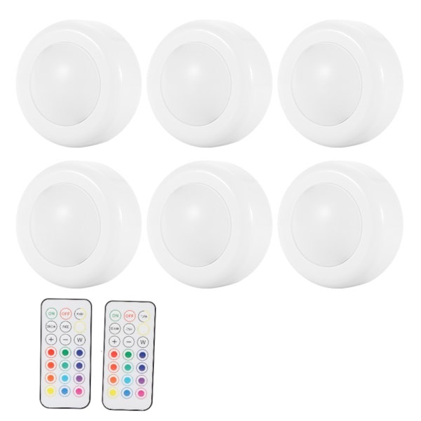 6-pack LED-skåpsbelysning med rörelsesensor och fjärrkontroll för hem, korridor, inomhus