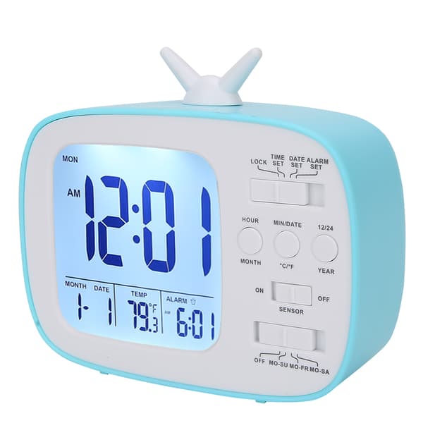Smart Väckarklocka Multifunktionell LED Digital Display 12/24 Timmar Växling Hushåll Sovrum Tillbehör Blå