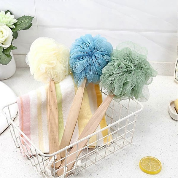 Grå Loofah Rygskrubber til Bad, Badesvamp med Håndtag, PE Bløde Mesh Luffaer, Eksfolierende Luffa til Mænd og Kvinder