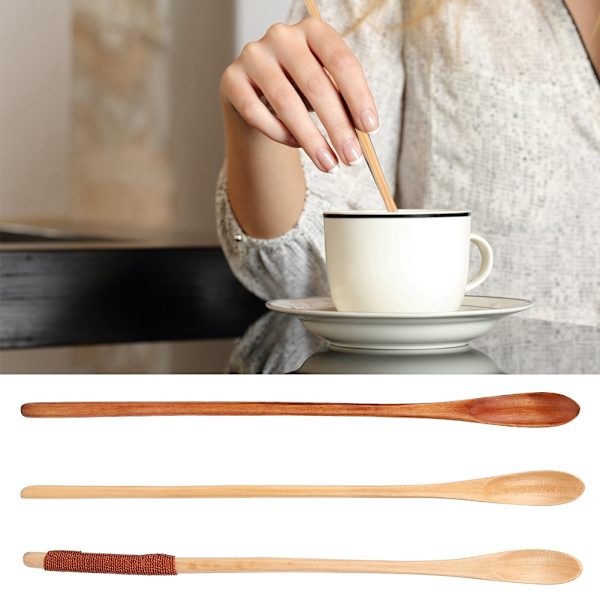 3 stk treskje med langt håndtak, sett med treskjeer for kaffe, melk, honning, blanding og røring, kjøkkenredskaper