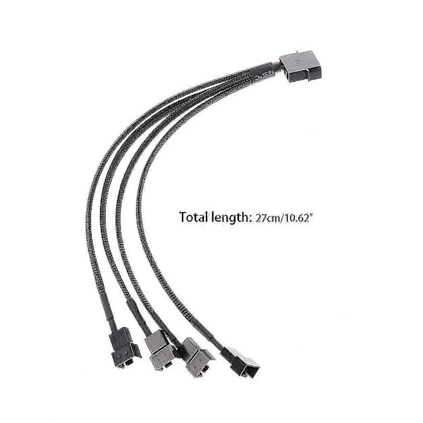 4-pin Molex Han til 4x 3-pin/4-pin Pwm Han Sleeved Fan Forlænger Adapter Kabel