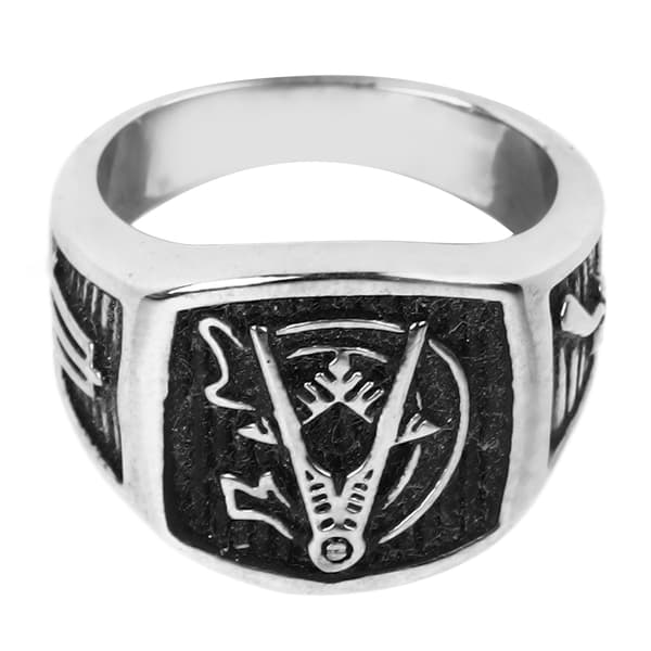 Gravert ring i rustfritt stål, antioksidant, moteriktig, antikk, utsøkt, elegant ring for daglig bruk, hvit, størrelse 8