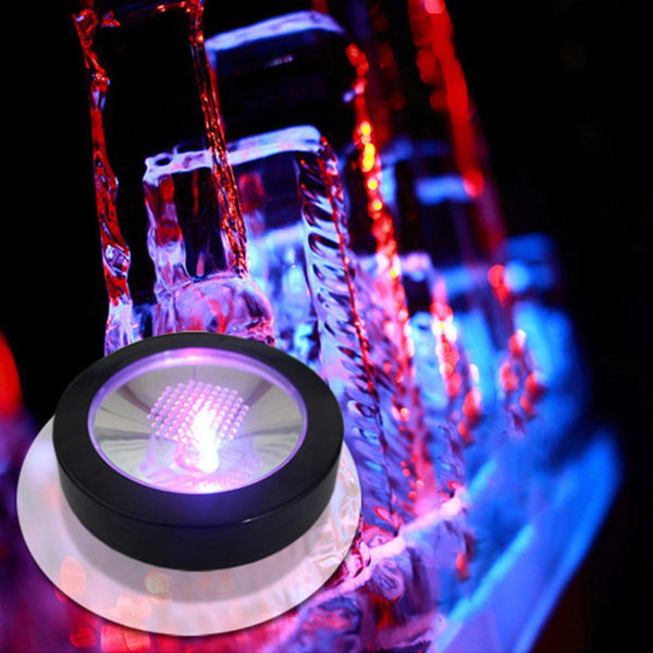 Cup Wine Bottle Coaster med skiftende LED-lys Sort Shell Hvidt lys Intet batteri inkluderet