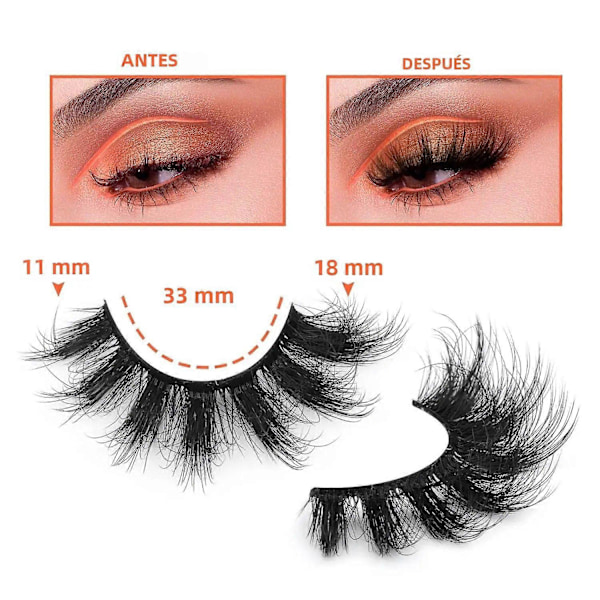 7 par 8D Faux Mink lösögonfransar 20mm Naturliga kattögonfransar Voluminösa falska ögonfransar Längd 1cm-1.5cm Syntetiskt material