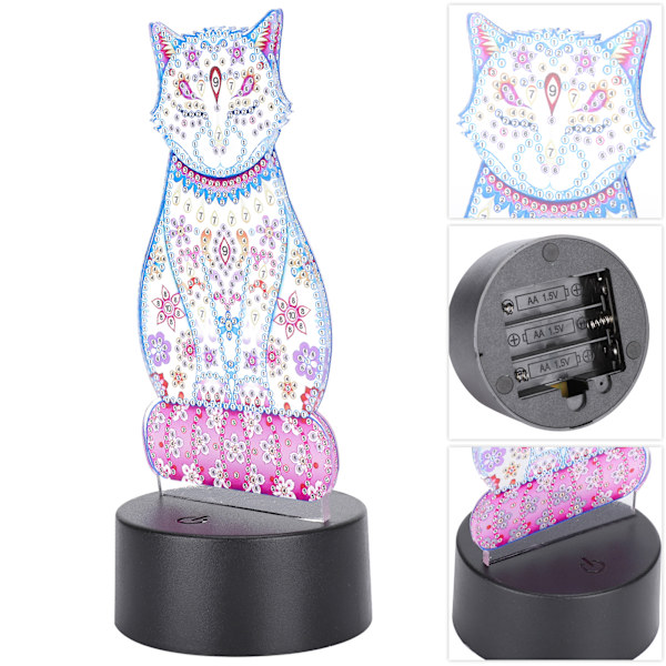 LED Diamantmaleri Nattlys Akryl Fargeendring Berøring USB 3D Gaver DIY Hjemmedekorasjon