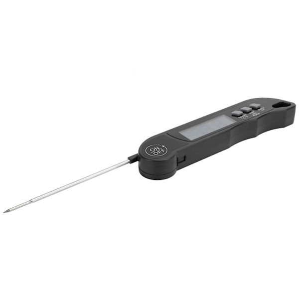 Sammenleggbart alarmtermometer Elektronisk grilltermometer Matmåler Svart