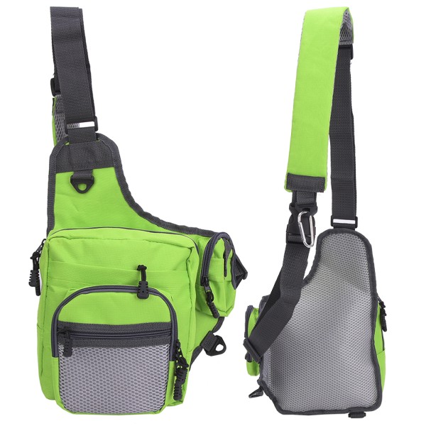 Polyester Multi fiskeredskap Crossbody-väska Utomhussport Vandring Reseaxelväskor (grön)