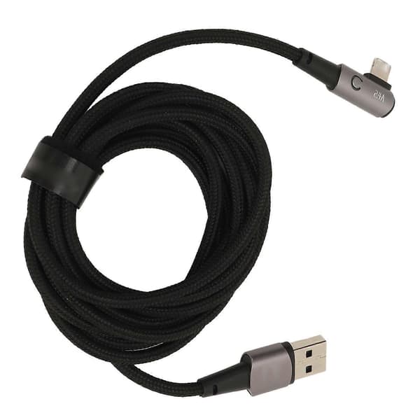 Ladekabel for iPhone, 90 graders vinkel, 2 meter, enkel å koble til, 2.4A hurtigladekabel, USB-ladekabel, grå