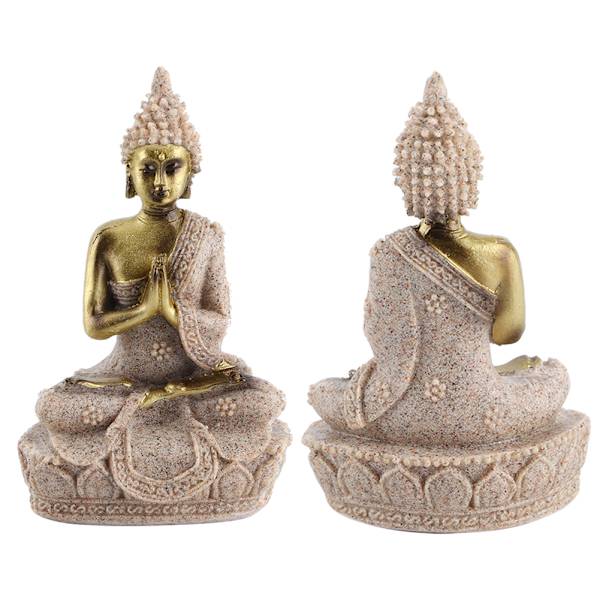 2 st/set Sandsten Harts Buddha Staty Skulptur Fengshui Figur Ornament Heminredning