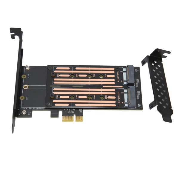 M.2 SATA SSD NGFF till PCIe-adapter Upp till 6 Gbps NCQ MSI-stödd Plug and Play Dubbel M.2 PCIe-adapter för stationära chassi