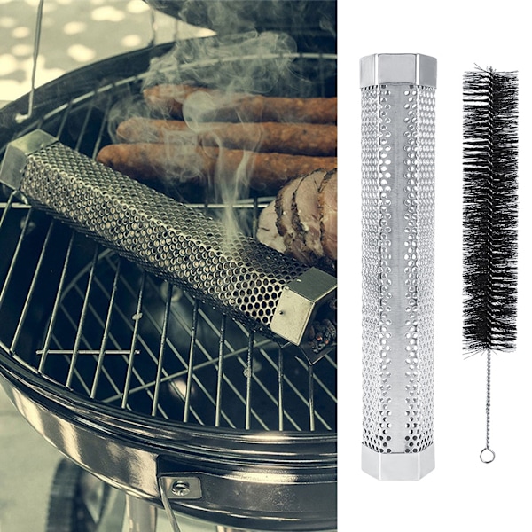 Pellet Smoker Tube Hexagonal Rustfritt Stål BBQ Pipe Utendørs Mesh Grill Smoke Generator