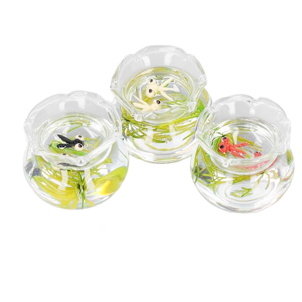 3 stk Miniatyr Fisk Skål Livaktig Simulert Dukkehus Akvarium Dukkehus Skrivebord Ornament Tilbehør