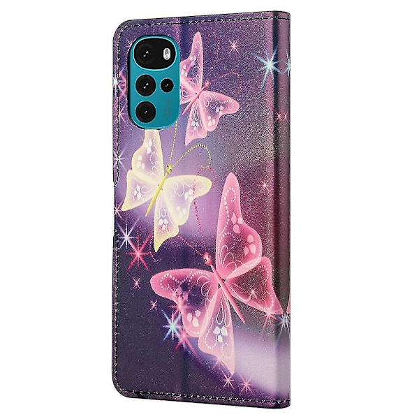 kompatibel Motorola Moto G22 Mønsterprint PU Læder Wallet Case Flip Stand Telefon Cover - Grøn Ugle-1