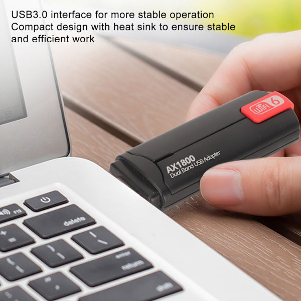 1800 Mbps Dual Band WiFi Adapter med Dual 3dbi Antenner 2.4GHz 5GHz USB3.0 Interface WiFi 6 Adapter til PC Laptops